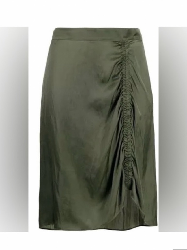 Zadig & Voltaire Sz 42 Xl Jiji Green Satin Midi Skirt Orig $258 Excellent Cond